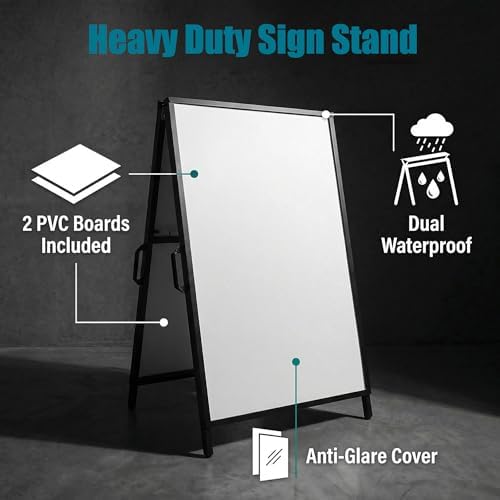 A Frame Sidewalk Sign 24x36 inches Sandwich Board Signs Outdoor Heavy Duty Double-Sided,including 2 Corrugated Boards 2 Anti-Glare for Business Indoor Outdoor (2PACK)
