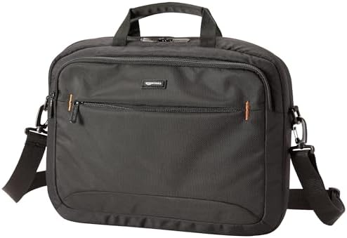Amazon Basics Laptop Carrying Case with Shoulder Strap and Handle, Large Capacity, Black, 15.6 in (Pack of 6)