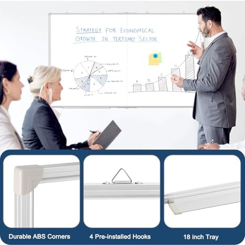 Double-Sided White Board Dry Erase Magnetic Whiteboard Wall 60x40 Foldable