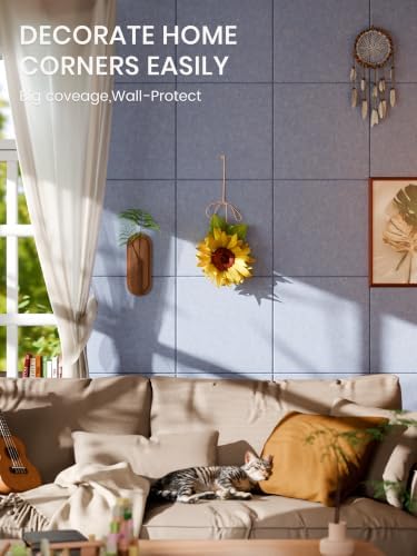 Bumusty 48"x 36" Large Felt Bulletin Board Tiles, Soft Periwinkle