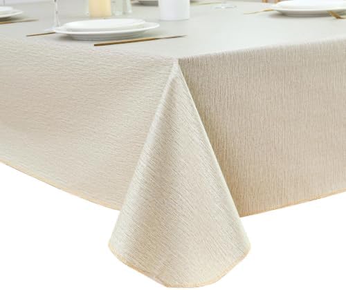 LIBERECOO Heavy Duty Vinyl Tablecloth with Flannel Backing Waterproof Oil-Proof Plastic Table Cloth Stain-Resistant Wipeable Rectangle or Square Table Cover for Indoor and Outdoor 60 x 84 Inch