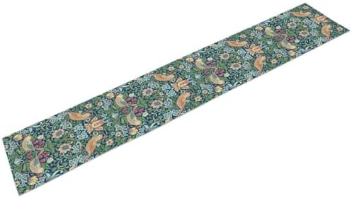 William Morris Floral Table Runner, Vintage Green Flowers Botanical Printed Table Runner for Home Kitchen Dining Table Decoration,13x36 Inch