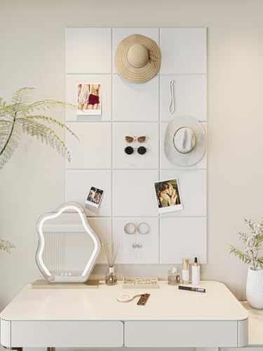 Thick Felt Pin Board Tiles 24 Pack, 11.8x11.8 Bulletin Board for Wall