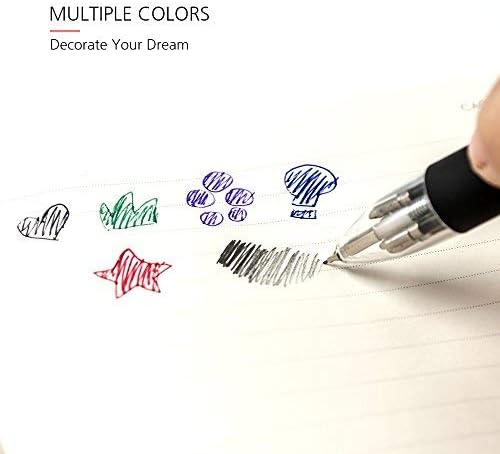 Baile 6 in 1 Multifunctional Pen 0.7 mm Ballpoint Pen 5 Colors and 0.5 mm Mechanical Pencil in One Pen, 5 Pens 5 Ballpen Lead Refills 4 Pencil Lead Refills