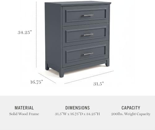 Martha Stewart Lily Pond Modular 3 Drawer Cabinet and Hutch, Slate Blue