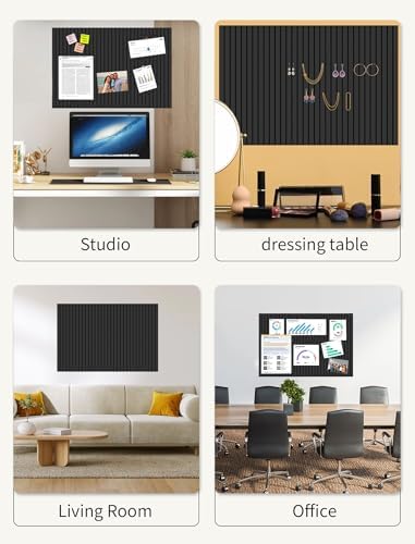 48" x 24" Cork Board Alternative, 8 Pack Felt Bulletin Board Tiles with 30 Adhesive Tabs Wall Push Pin Board for Office Classroom Bedroom Decor