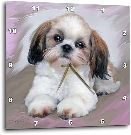 3dRose Wall Clock Silent - 13 inch - Shih Tzu Puppy - Dogs Shihtzu