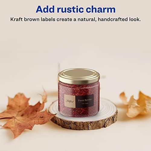 Avery® Kraft Brown Rectangle Labels, Sure Feed® Technology, 1" x 2", 2,400 Kraft Brown Labels, Print-to-The-Edge, Laser/Inkjet Printable