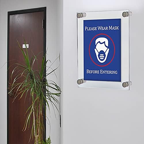 Azar Displays 105508 Floating Acrylic Wall Frame with Silver Stand Off Caps:11" x 17" Graphic Size. Overall Frame Size: 15" x 21"