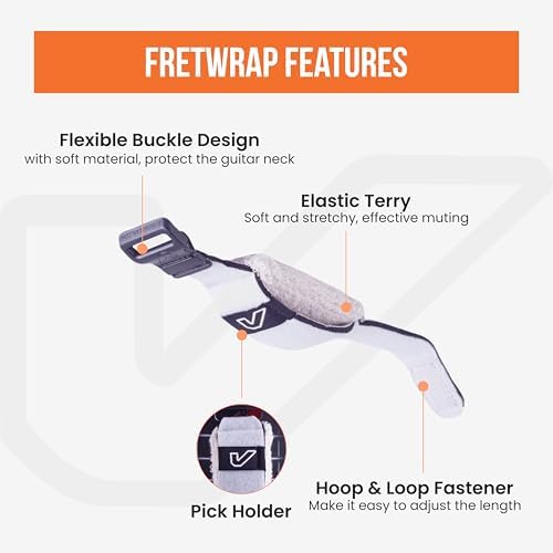 Gruv Gear Fret Wrap & Guitar Mute, Fretwrap for Acoustic, Electric & Bass | String Dampener Recording, Tapping & Practice Accessory (3 Pack, Large Off-White, Fits 6 String Bass, 8 String Guitar)