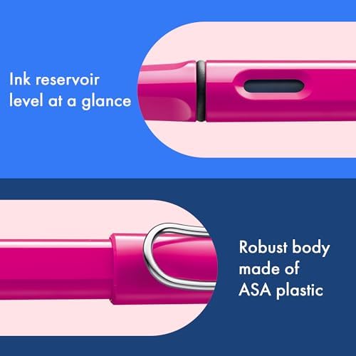 LAMY safari pink - Fountain Pen with ergonomic grip & polished steel nib in size F - ideal for any Writing & Calligraphy - including LAMY T 10 blue cartridge - Right-Handed