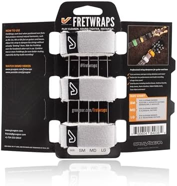 Gruv Gear Fret Wrap & Guitar Mute, Fretwrap for Acoustic, Electric & Bass | String Dampener Recording, Tapping & Practice Accessory (3 Pack, Small Off-White, Fits 4 String Bass, 6 String Guitar)