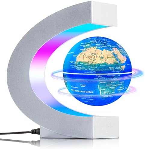 Magnetic Levitating Floating Globe with 7 Colored Lamp, Cool Tech Gadgets Gifts World Globe for Men Father, Birthday Gifts Office Home Desk Decor Display Frame