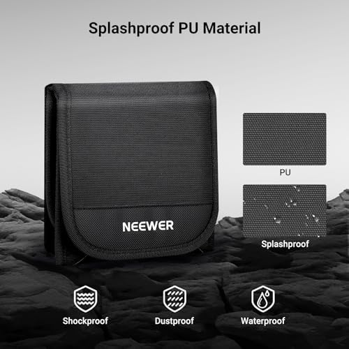 NEEWER 67mm Filter Case, Trifold Foldable Splash Resistant Protective Carry Pouch Storage Bag Accessories, Holds Up to Three 67mm Round Camera Lens Filters, PB14