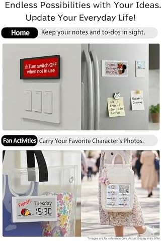 [Santek] EZ Sign NFC E-Paper Display – No Battery, Ultra-Thin 0.13”, Rewritable 4-Color Digital Display, App-Controlled (iOS/Android/PC), IP65 (Black, 2.9" 6pcs, No Stand and Clip Included)