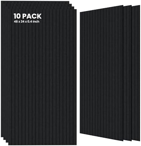 TO-TH Large Acoustic Panels Noise Reducing Sound Wall Panel 10 Pack, Black