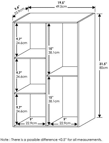 Furinno Luder 5-Cube No Tool Assembly Open Shelf, French Oak