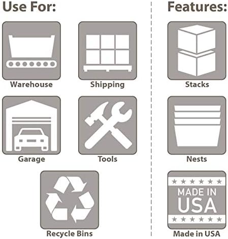 Akro-Mils 35200 Nest and Stack Plastic Storage Container and Distribution Tote, (19-1/2-Inch L x 13-1/2-Inch W x 8-Inch H), Gray, (6-Pack)