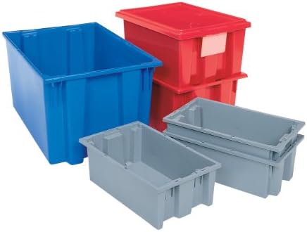 Akro-Mils 35200 Nest and Stack Plastic Storage Container and Distribution Tote, (19-1/2-Inch L x 13-1/2-Inch W x 8-Inch H), Gray, (6-Pack)