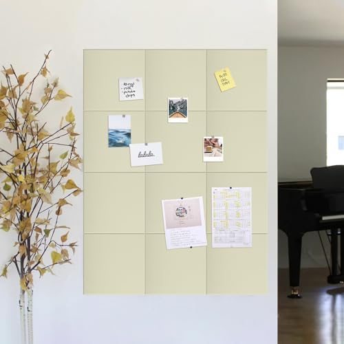 48" x 48" Cork Board Alternative, 16 Pack Felt Bulletin Board Tiles with 30 Adhesive Tabs Wall Push Pin Board for Office Classroom Bedroom Decor