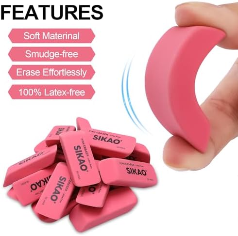 Pink Erasers, 60 Pack Pencil Erasers