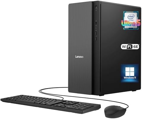 Lenovo IdeaCentre Tower Desktop Computer • 10-core Intel Ultra 5 225 Processor • 16GB DDR5 • 512GB SSD • Office 365 for The Web • HDMI + VGA, Wi-Fi 6E • Wired Keyboard & Mouse • Windows 11