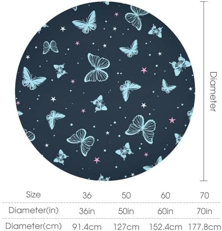 Blue Butterfly Tablecloth, Cartoon Colorful Butterfly Pink Starry Sky Star Print Tablecloth for Camping Indoor Outdoor Decor, 70x70in