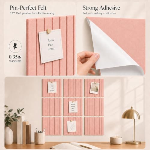 Stripe Felt Bulletin Board Tiles, Cork Board Alternative 24 x 36 in