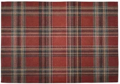 ALAZA Red Plaid Tartan Set of 6 Placemats Rectangle Table Mat for Dining Table Restaurant Kitchen Home Decor, 12" x 18"