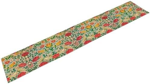 William Morris Original Design Red Rose Table Runner Vintage Floral Table Runner for Dining Table Decor 13 x 60 Inch
