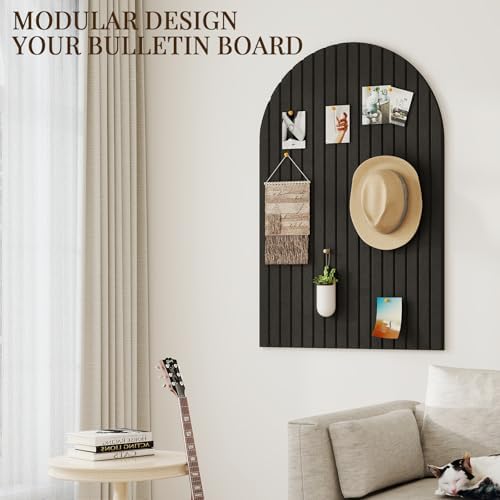 JBER Arched Cork Board Alternative 36" x 24", 6 Pack, Black