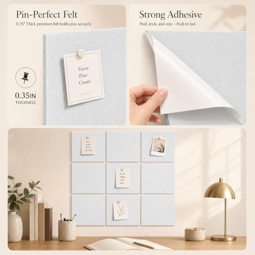 Felt Bulletin Board Tiles, Large Cork Board Alternative,24 x 36 in