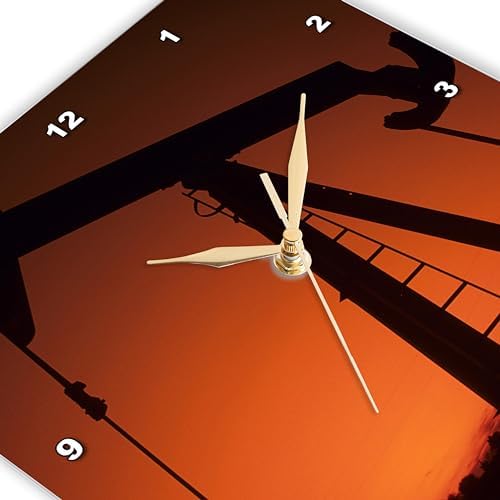 3dRose Wall Clock Silent - 10 inch - Industry, Oil rig, Tulsa, Oklahoma - US37 BBA0002 - Bill Bachmann - Industry