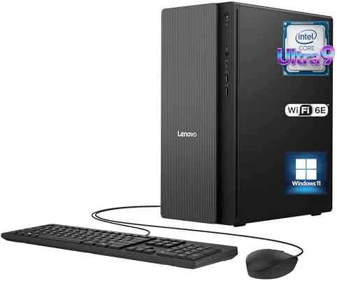 Lenovo IdeaCentre Tower Desktop Computer • 24-core Intel Ultra 9 285 Processor • 64GB DDR5 • 4TB SSD • Office 365 for The Web • HDMI + VGA, Wi-Fi 6E • Wired Keyboard & Mouse • Windows 11