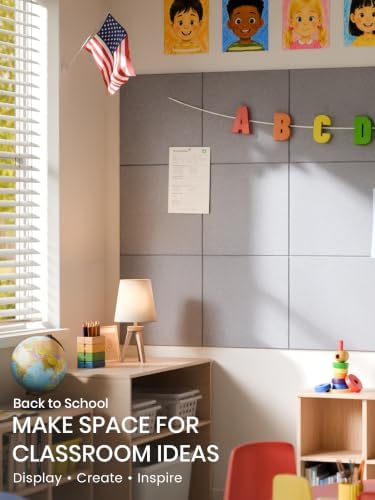 Bumusty 48"x 36" Large Felt Bulletin Board Tiles, Soft Gray