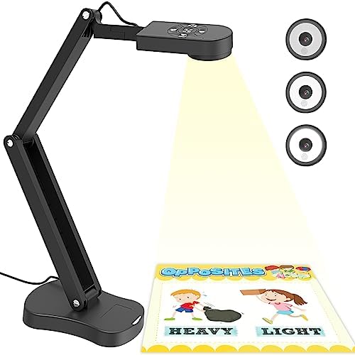 8MP USB Document Camera for Teachers and Classroom for A3 A4 Size with Dual Mic, 3-Level LED Light, Up and Down, Left and Right Image Inversion, for Distance Teaching & Learning