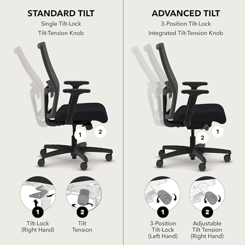 HON Ignition 2.0 Ergonomic Office Chair, Lumbar Support, Frost