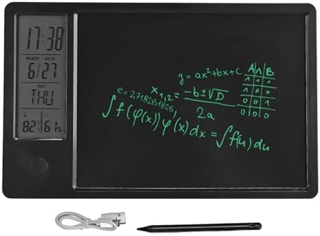 Drawing Tablet, 10 Inch Rechargeable LCD Writing Doodle Board, Digital Clock Calendar with Erasable One Key for Office Business Home (Black)