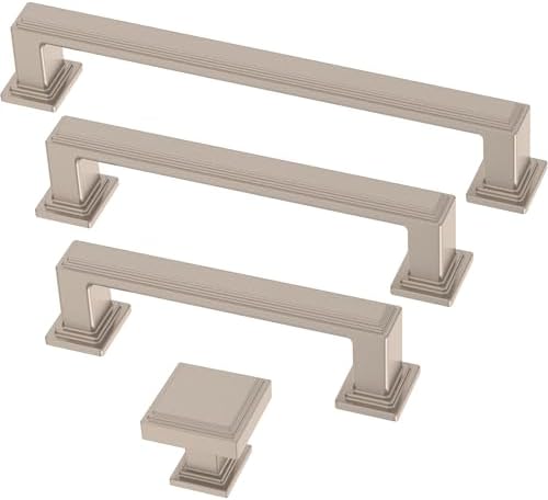 Franklin Brass 10 Pack Brushed Nickel Cabinet Knobs 1 inch (25mm) Kitchen Cabinet Handles and Drawer Knobs for Cupboards, Dressers, Furniture, Bathroom Vanity |Stepped