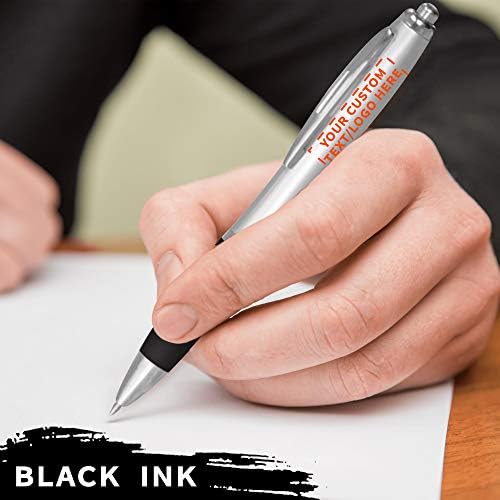DISCOUNT PROMOS Custom Colored Grip Gel Pens Set of 10, Personalized Bulk Pack - Great for Office, School, Business, Tradeshows, Events - Black