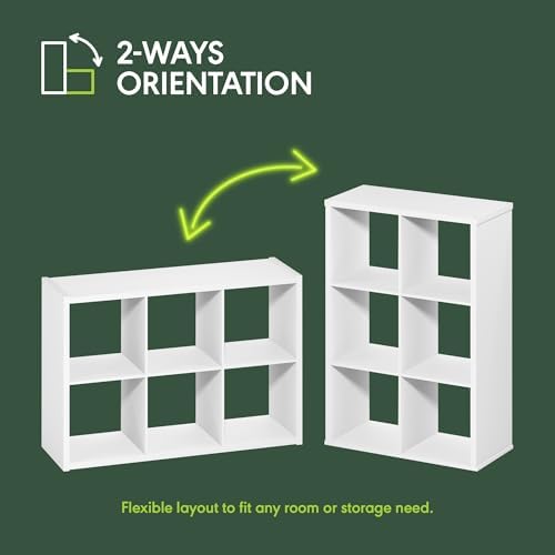 Furinno Cubicle Book Shelf Set of 2, 6-Cube Bookshelf, Light Grey