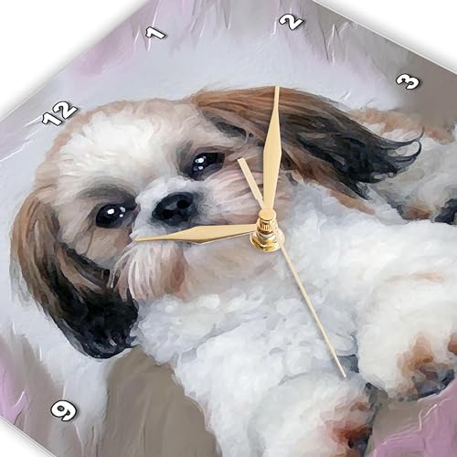 3dRose Wall Clock Silent - 15 inch - Shih Tzu Puppy - Dogs Shihtzu