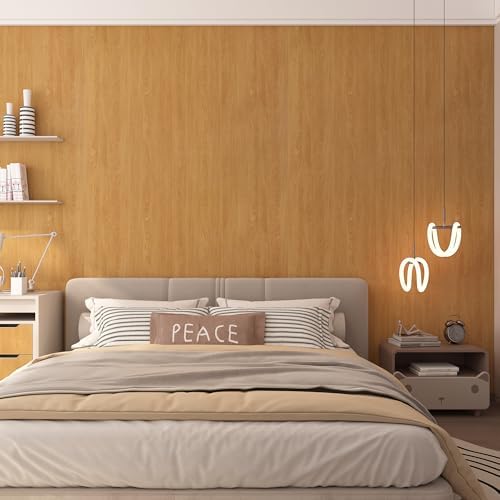 48"x118" Extra Wide Light Yellow Brown Walnut Wood Grain Contact Paper