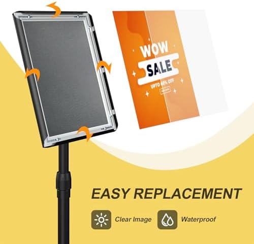 Relx Sign Holder Stand 8.5x11 inch - Adjustable Floor Standing Sign Holder - Signage Stand with Snap-Open Frame Display for Malls,Schools,Restaurants