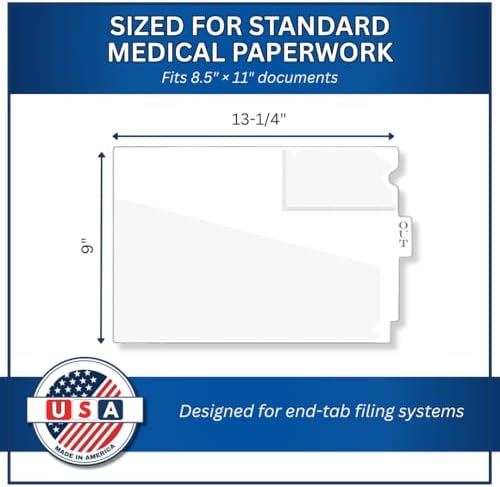 Doctor Stuff - Center Tab Vinyl Outguides, Diagonal Cut Front Pocket, Top Charge Out Slip Pocket, Plastic File Folder, Letter Size 9" x 13-1/4", White, 50/Box