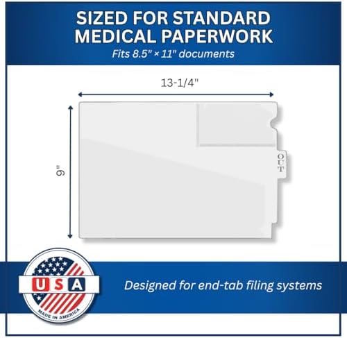 Doctor Stuff - Center Tab Vinyl Out Guides, Diagonal Cut Front Pocket, Top Charge Out Slip Pocket, Plastic File Folder, Letter Size 9" x 13-1/4", Frosty Clear, 100/Box