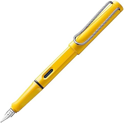 LAMY safari yellow - Fountain Pen with ergonomic grip & polished steel nib in size B - ideal for any Writing & Calligraphy - including LAMY T 10 blue cartridge - Right-Handed