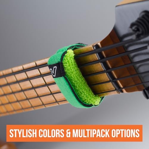 Gruv Gear Fret Wrap & Guitar Mute, Fretwrap for Acoustic, Electric & Bass | String Dampener Recording, Tapping & Practice Accessory (3 Pack, Large Green, Fits 6 String Bass, 8 String Guitar)