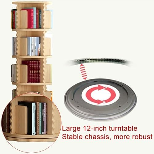 GAMAK Rotating Bookshelf Kids Bookshelf with Storage Small Bookshelf 360 Display 2-4 Tier Floor Standing Bookcase Used in Bedrooms Study Room (Size : Straight Edge, Color : Three)