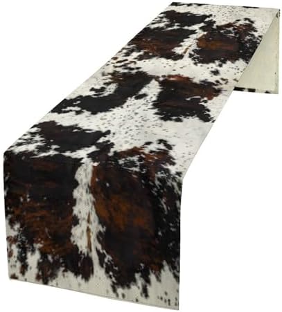 Cow Print Table Runner, Black White Cowhide Print Western Style Table Runner Country Farmhouse Cottage Cow Patten Table Decoration for Home Kitchen Dining, 13x60 Inch